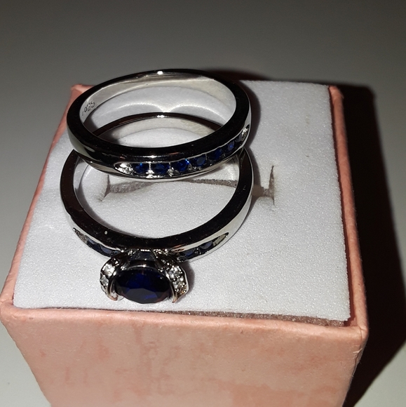 Sterling silver wedding ring set size 9 - Picture 5 of 5